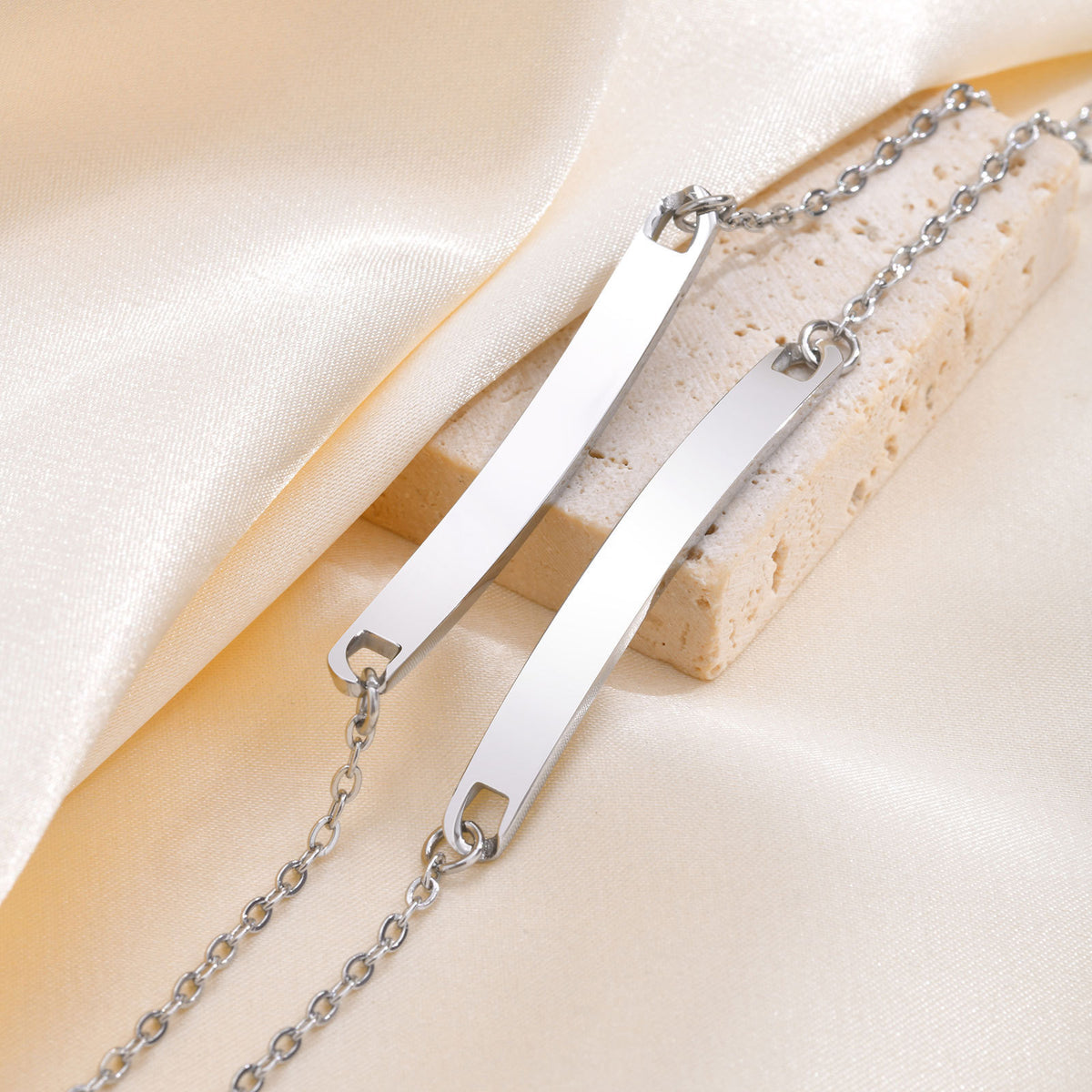 Women's Stainless Steel Curved Bracelet Gold Rose Gold
