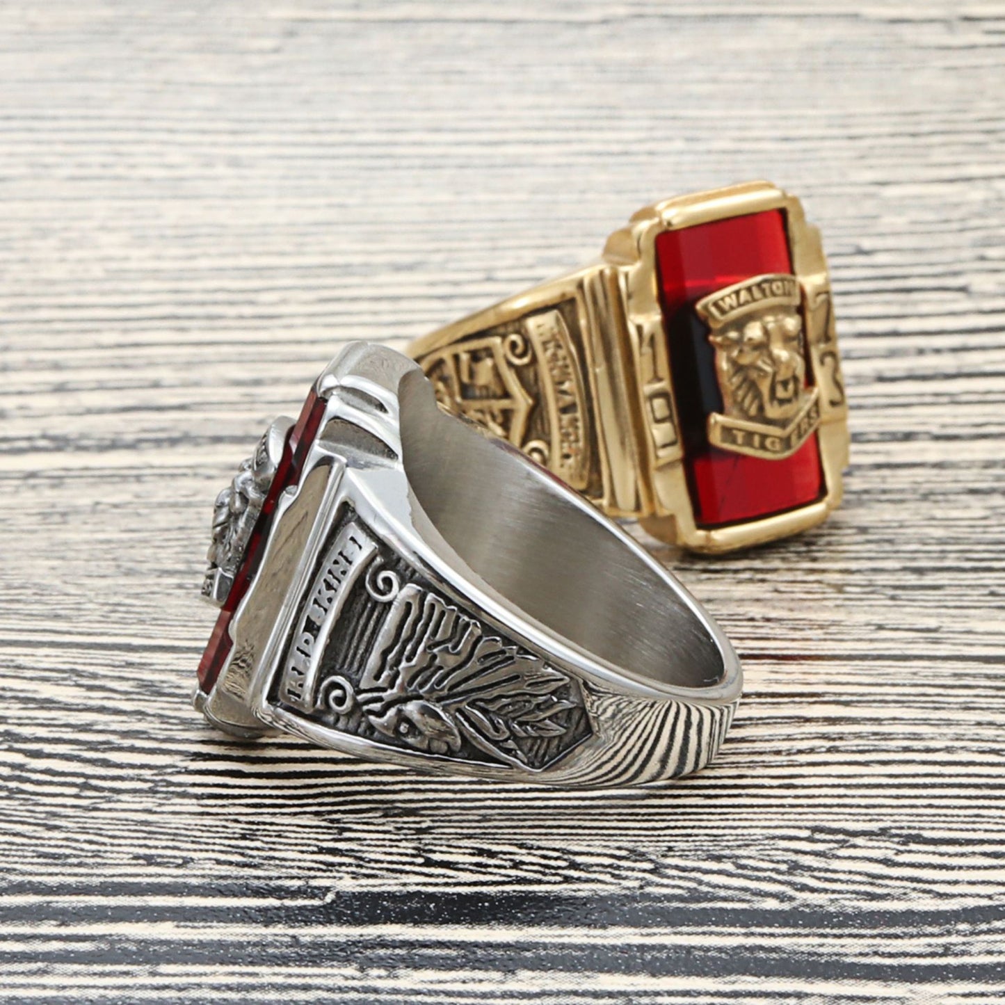 Titanium Steel Multi-Color Gemstone Lion Ring for Men - Retro Punk Style