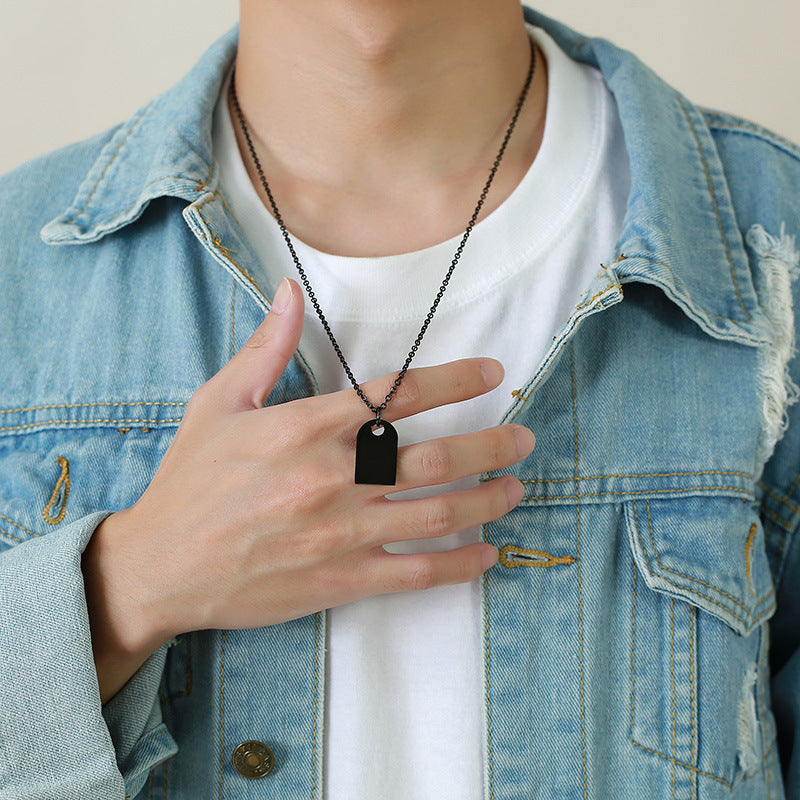 Stainless Steel Bare Body Geometric Pendant Steel Color Necklace