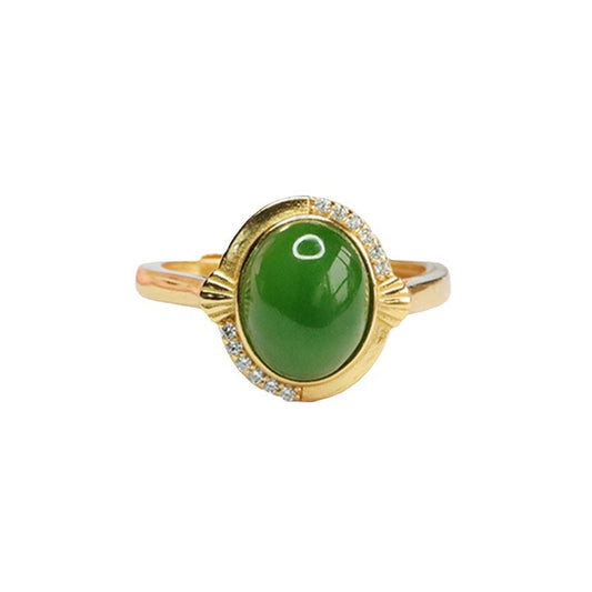 925 Sterling Silver Hetian Jasper Shell Ring