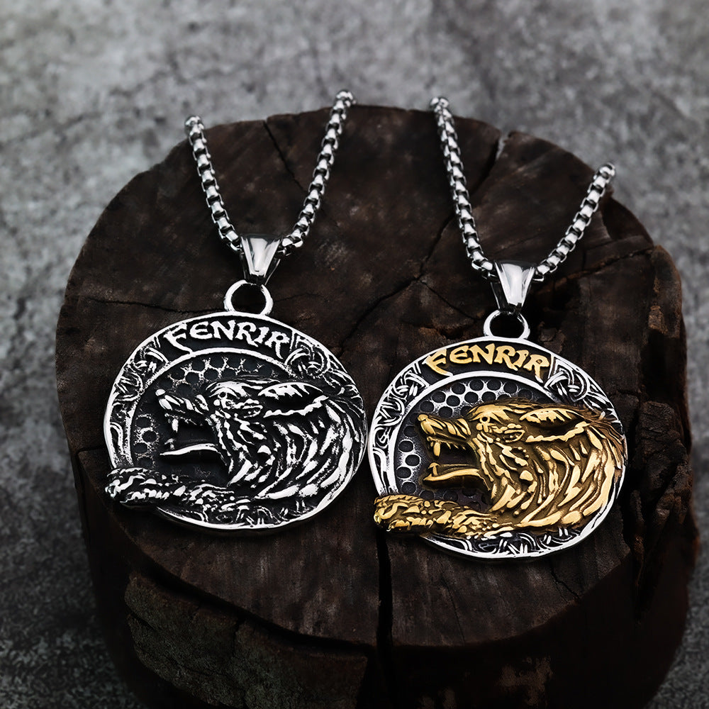 European And American Style Viking Wind Wolf FENRIR Compass Pendant