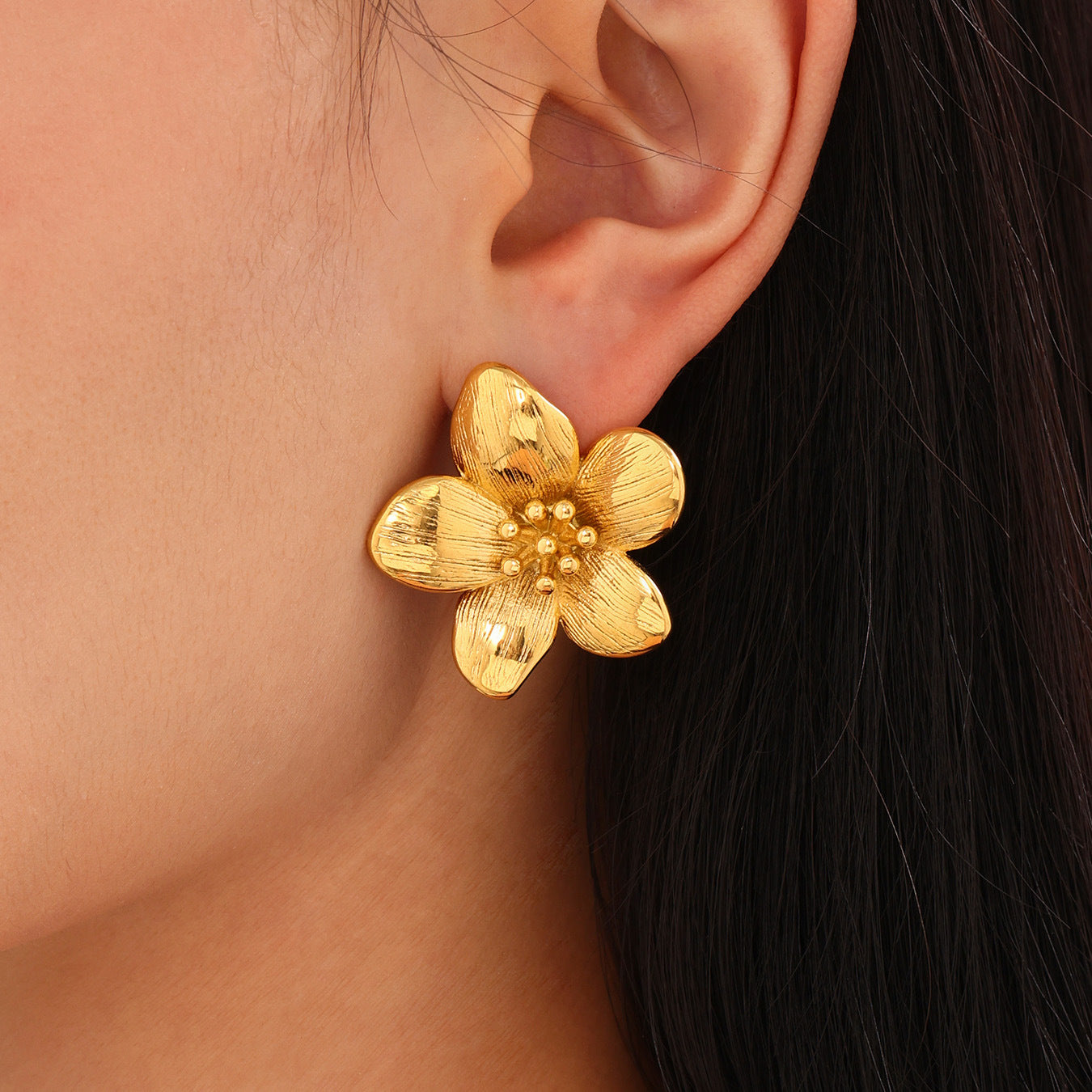 18K Gold Plated Flower Stud Earrings Planderful For Women