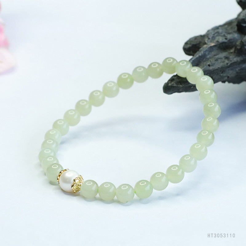 Qingshui Hetian Jade & Pearl Bracelet