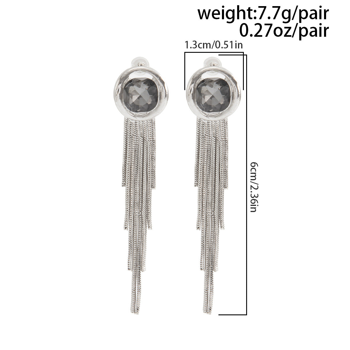 Planderful Vienna Verve Geometric Stone Earrings For Professional Women Long Snake Bone Chain Fringe Statement Studs
