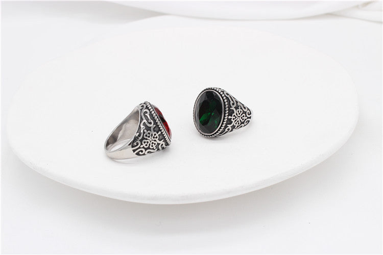 Personalized Oval Zircon Titanium Ring For Unisex Wearers By Planderful With Retro Protection Statement