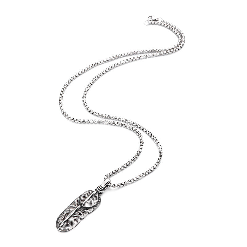 Steel Necklace - Statement Hip Hop Claw Feather Chain For Men Goro Takahashi Style Planderful