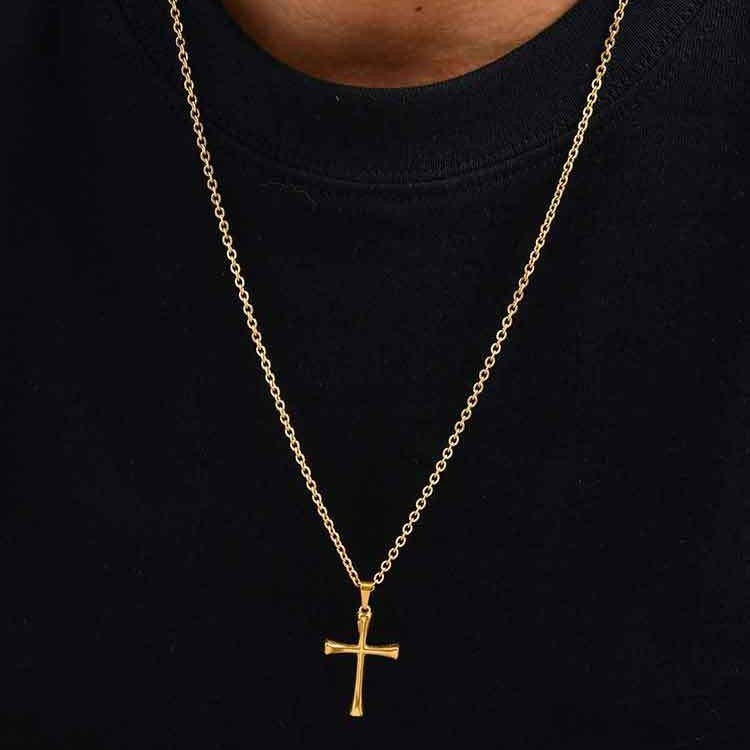 Planderful Stainless Steel Cross Pendant Twist Chain Men