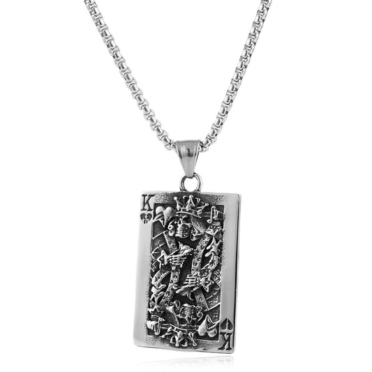 European And American Titanium Steel Playing Card Pendant