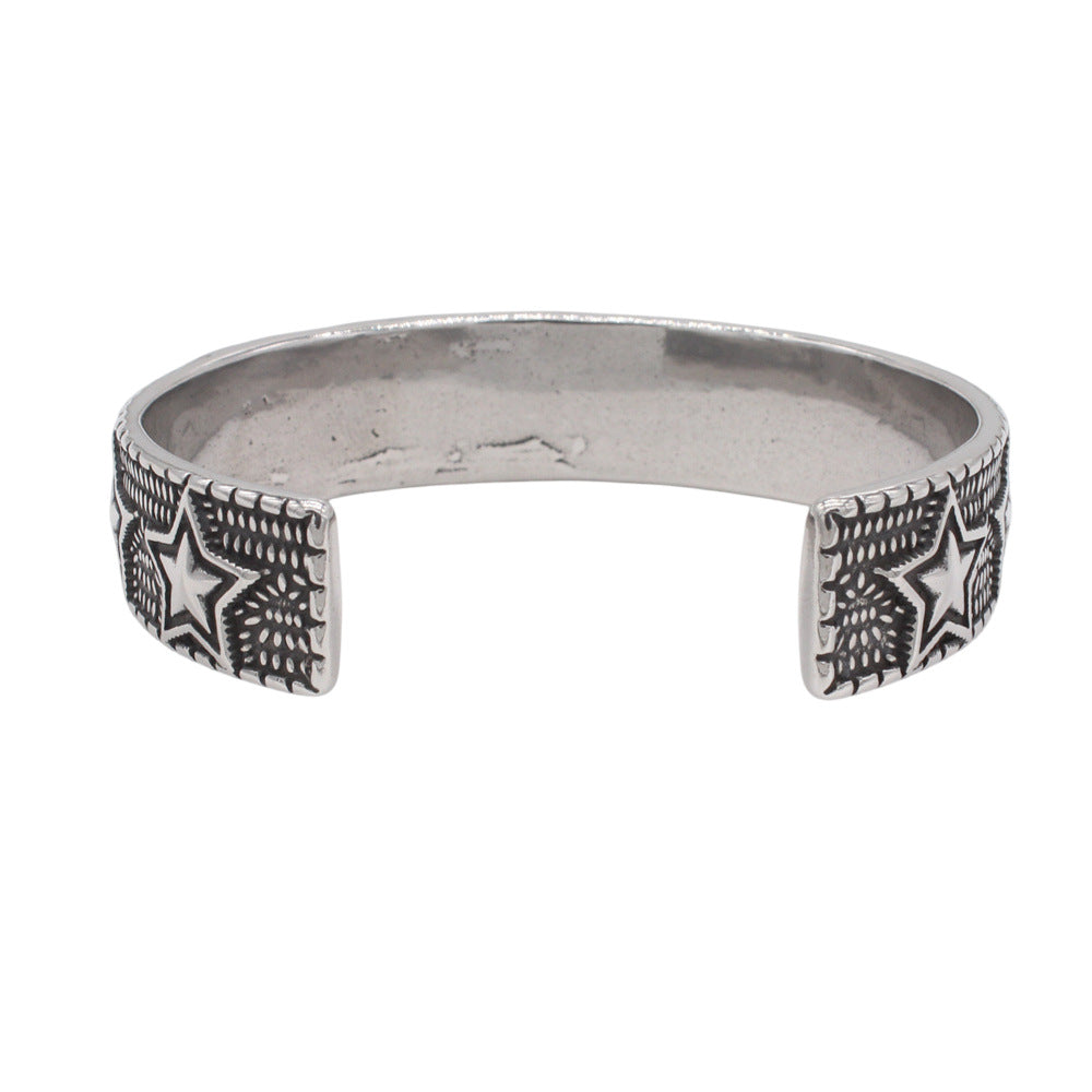 Premium Titanium Steel Bracelet With Retro Five Pointed Star Design Unisex Style By Planderful