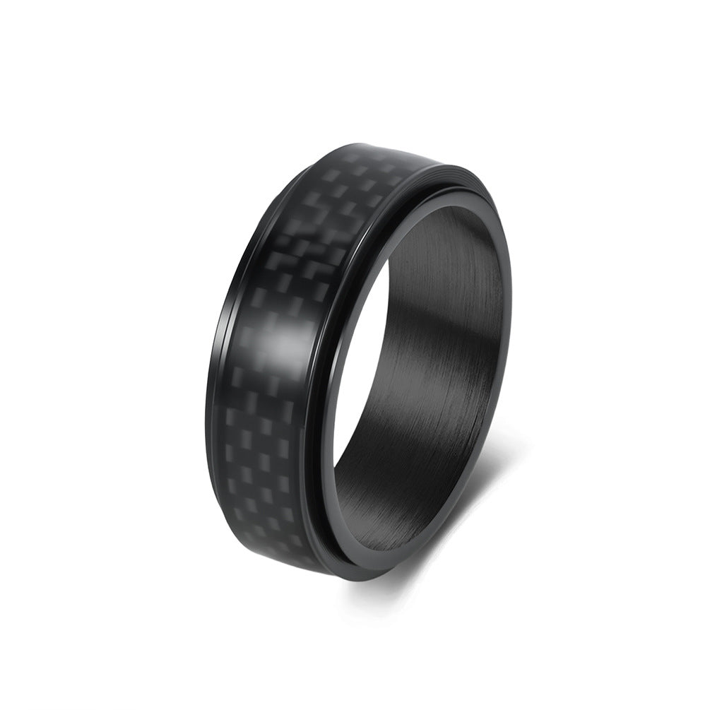 Carbon Fiber Spinner Stainless Steel Ring Unisex