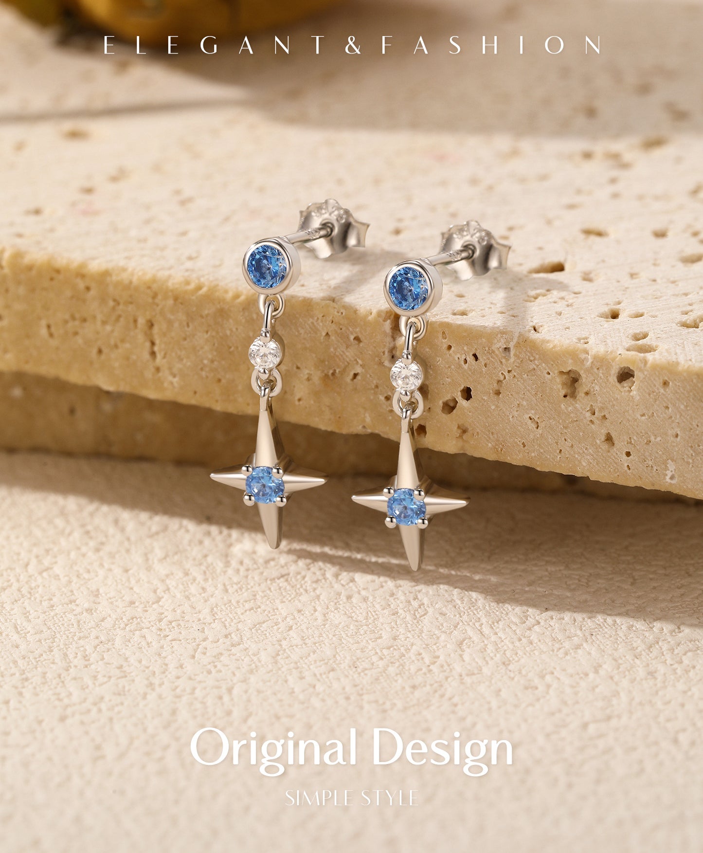 Planderful Everyday Genie Earrings – Elegant Japanese Style with Imitation Aquamarine