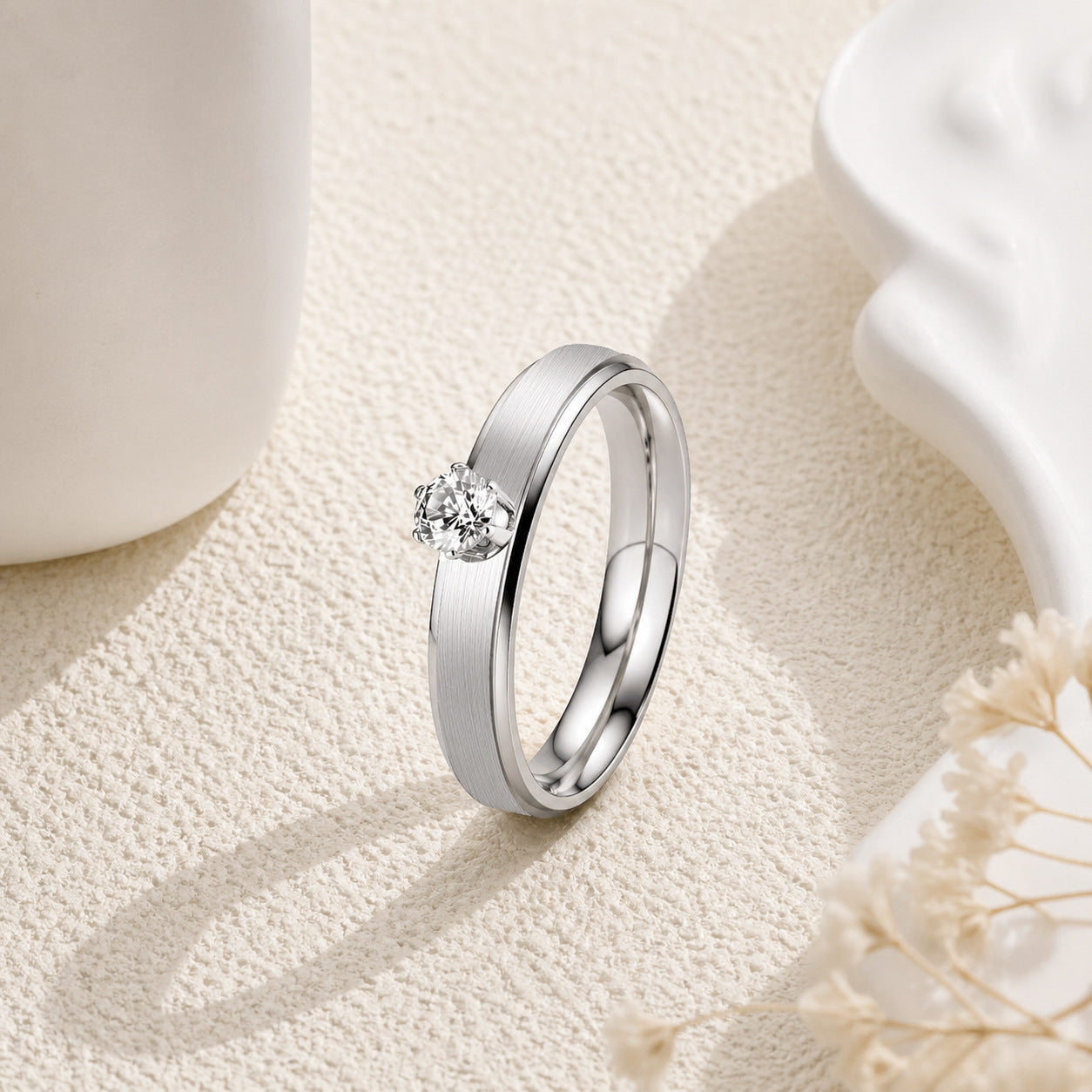 Stainless Steel Zircon Ring Two Tone Gold And Silver Elegant Unisex Couple Jewelry By Planderful Everyday Genie