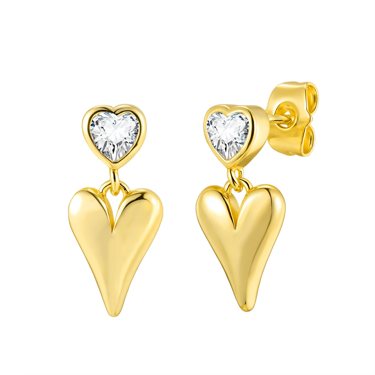 Copper Hot-Selling Love Zircon Earrings, Gold Versatile
