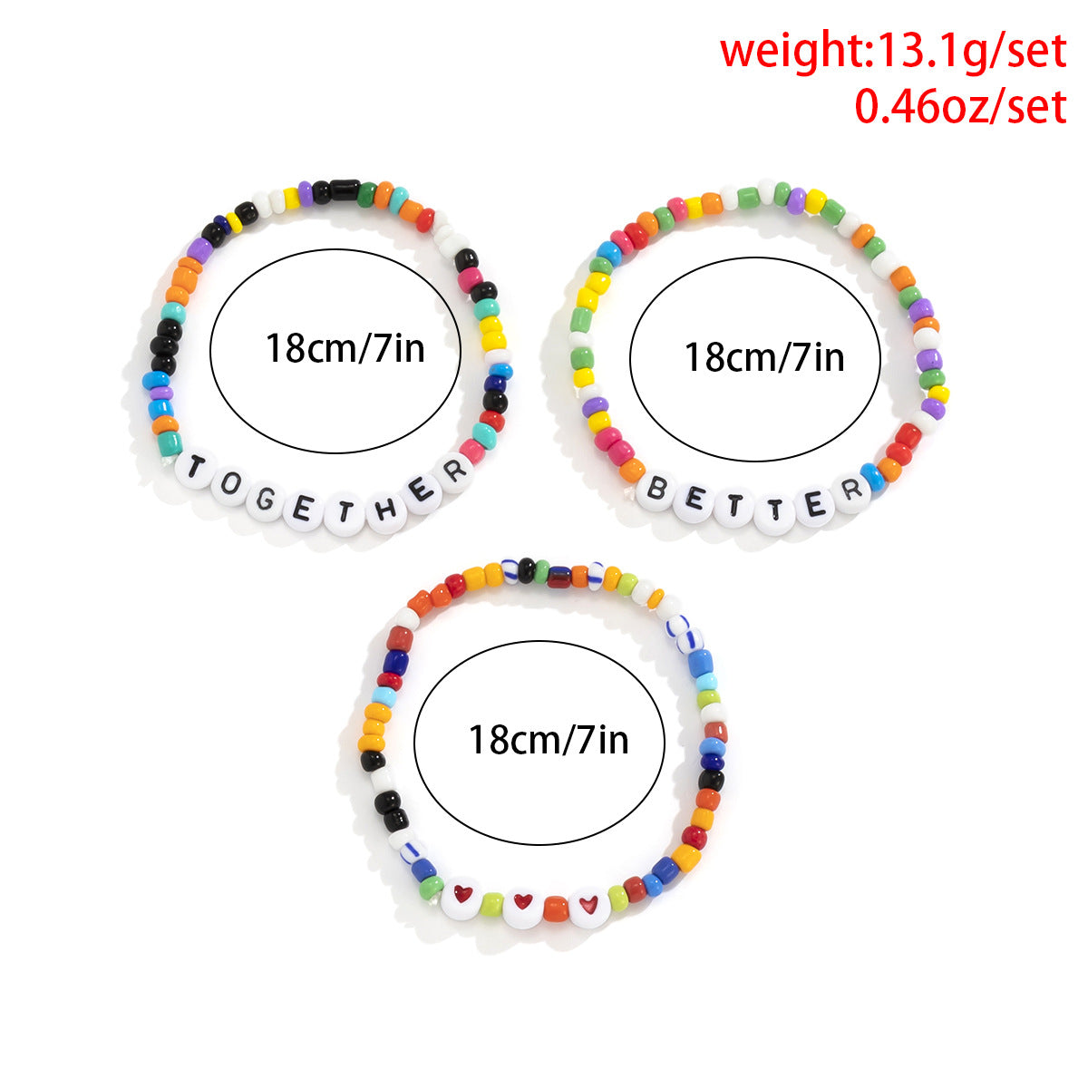 Planderful Vienna Verve Acrylic Heart Letter Bead Bracelet Set For Women Elegant Pastel Color Contrast