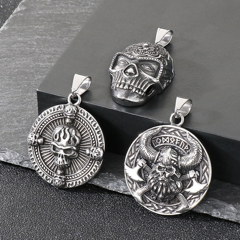 Planderful Day Of Dead Rose Skull Necklace Men Pirate King