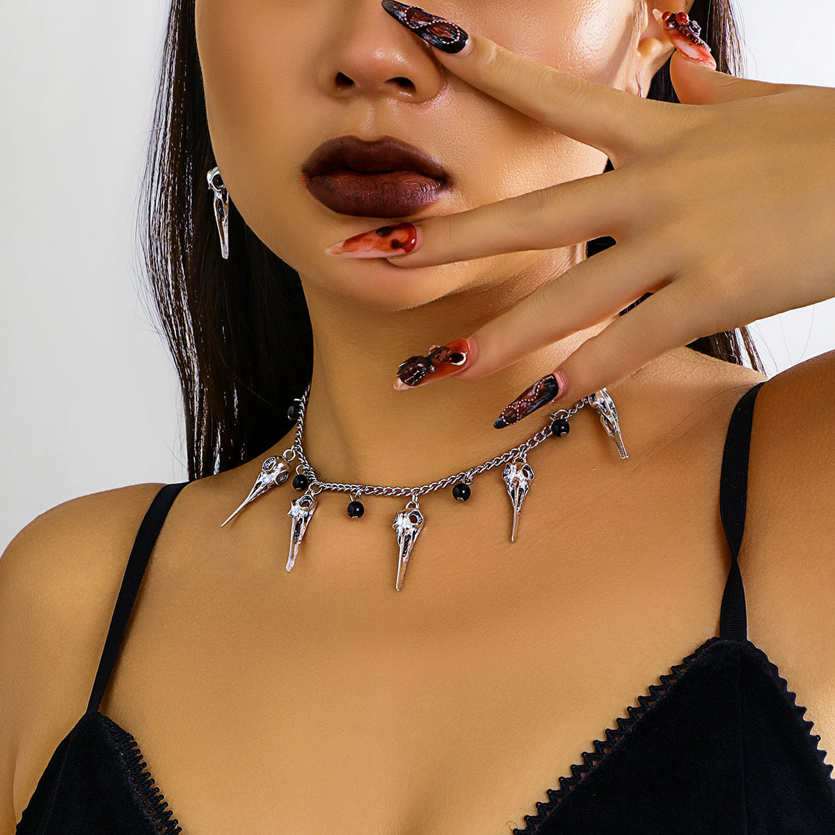 Punk Ghost Skull Tassel Necklace with Vienna Verve Collection Flair