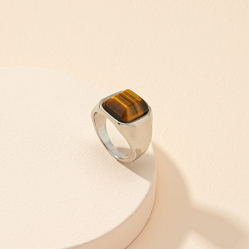 Tiger Stone Men's Retro Fashion Ring with Cold Wind Vibe
