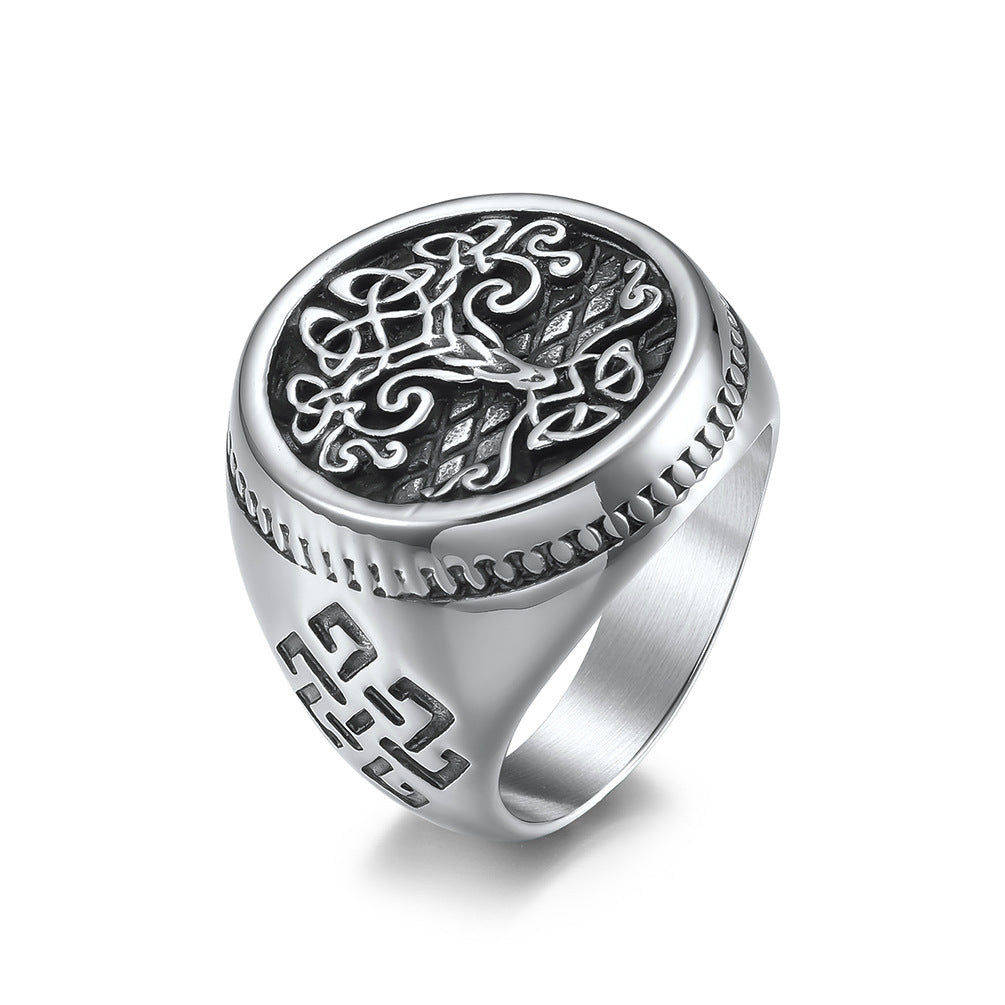 Planderful Tree Of Life Ring For Men Titanium Steel Retro Nordic Celtic Knot Everyday Genie Collection