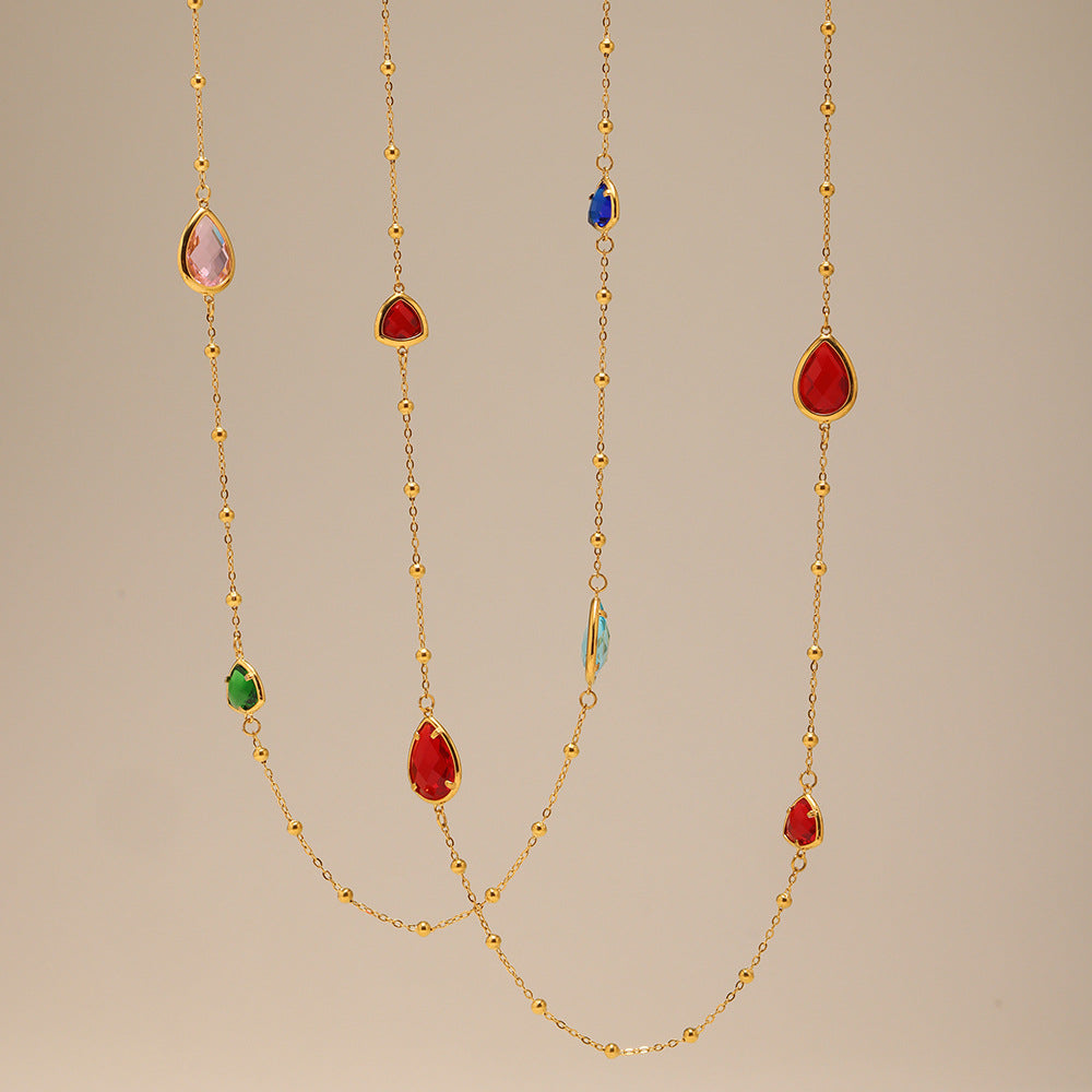 Planderful Water Drop Necklace Women Czech Glass Gold Plated