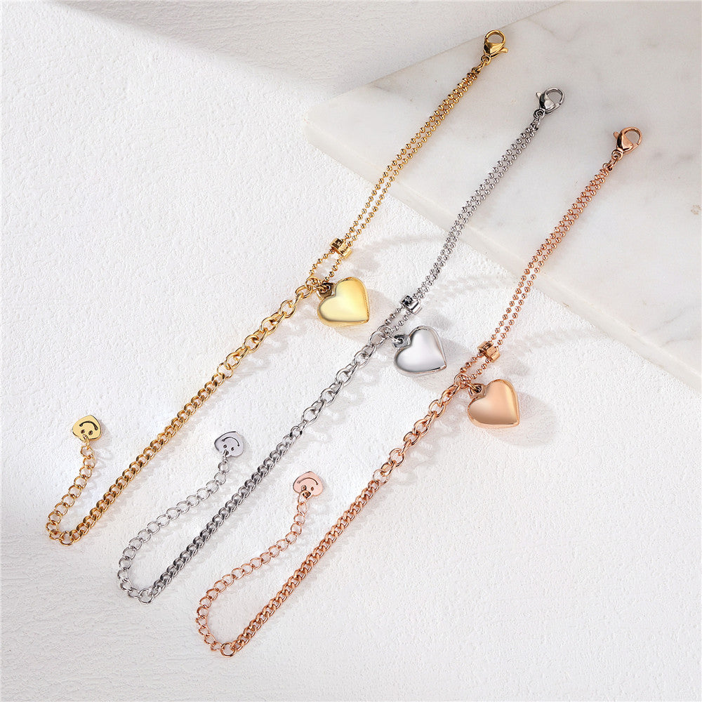 Titanium Steel Bracelet For Women Peach Heart Charm Minimalist Chic By Planderful Everyday Genie