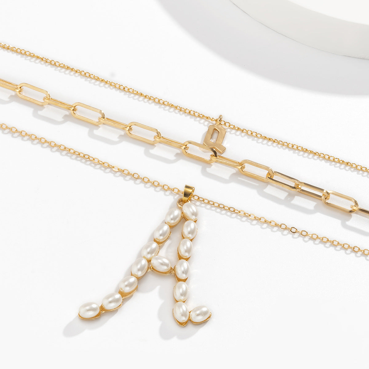 Imitation Pearl Letter A Necklace By Planderful Vienna Verve Multi Layer Cross Geometric Statement For Trendsetters