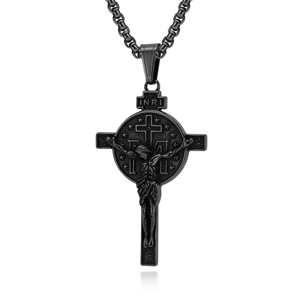 Planderful Cross Necklace For Men Durable Titanium Steel Retro Pendant For Everyday Style