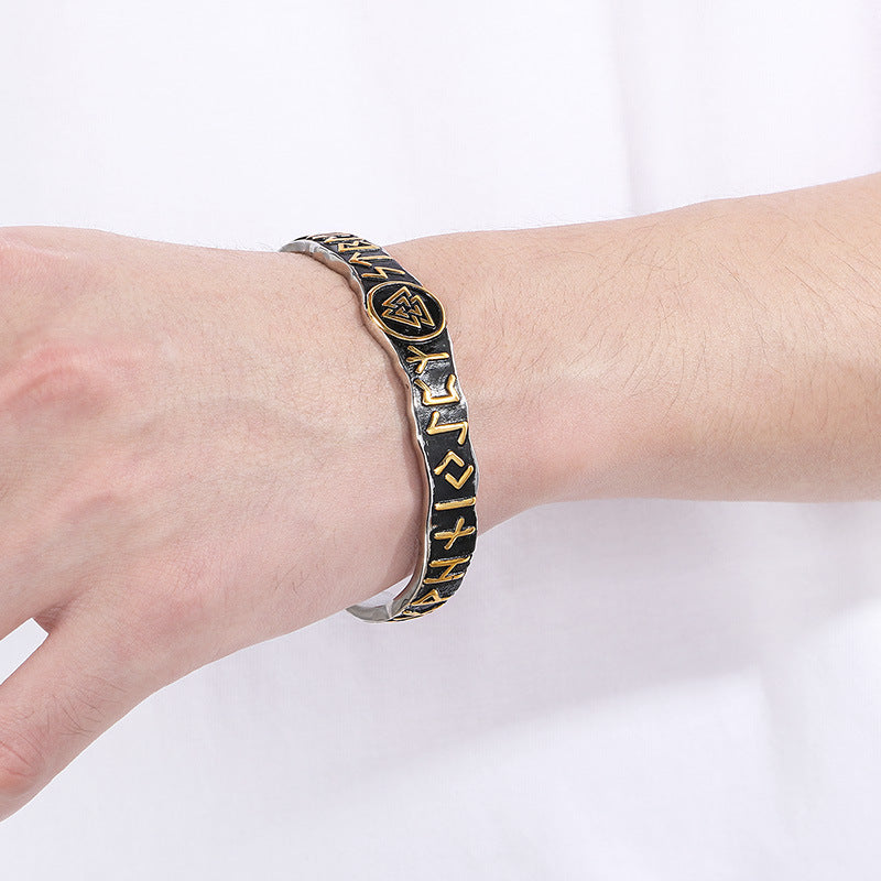 Planderful Odin Rune Bracelet Open For Men Stainless Steel