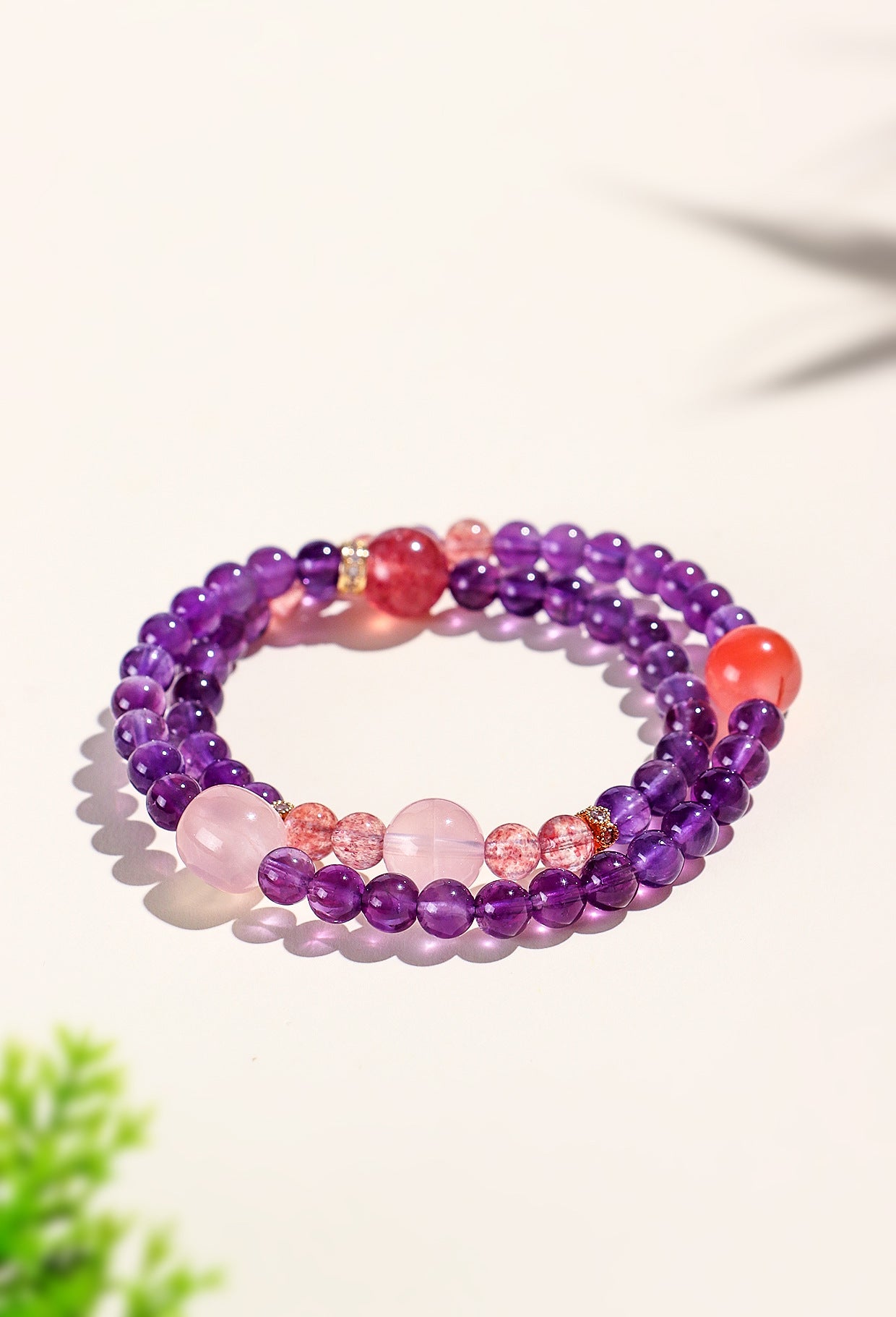 Planderful Amethyst Double Circle Beaded Bracelet – Elegant High-End Fashion