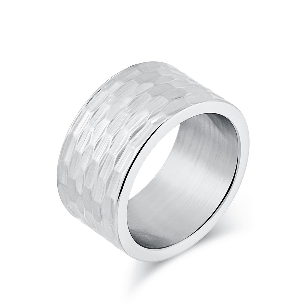 Planderful Titanium Steel Ring For Men With Honeycomb Concave Convex Pattern Bold Durable Modern Jewelry For Him