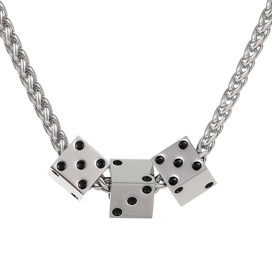 Planderful Jewelry Square Stainless Steel Necklace For Men And Women Hip Hop Collarbone Chain Gift