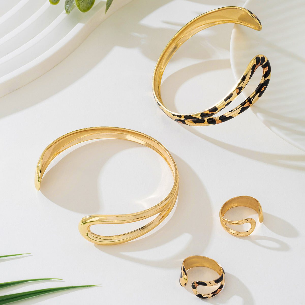 Versatile Metal Bracelet Ring Set for Stylish Women