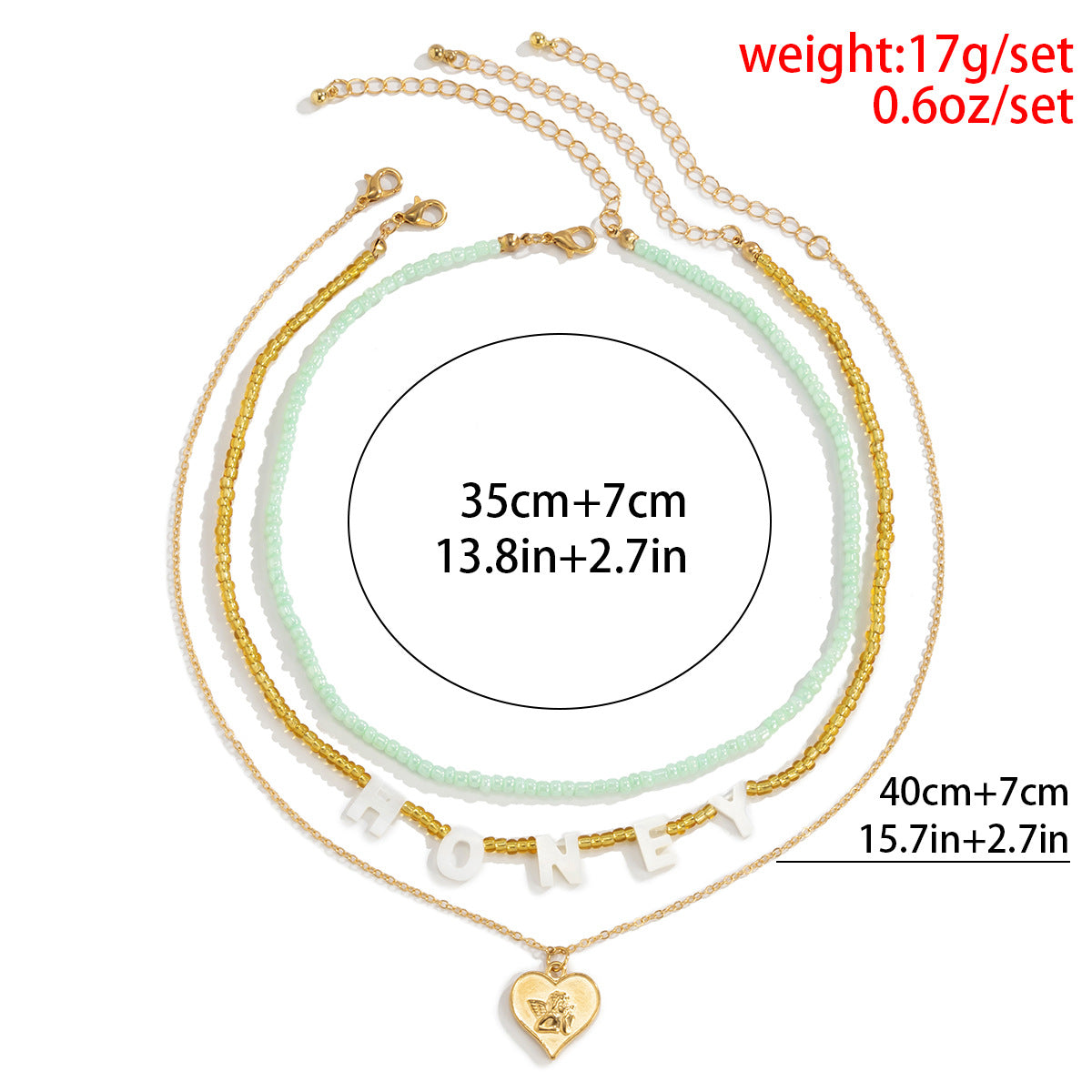 Honey Letter Necklace Stacked Portrait Beaded Heart By Planderful Vienna Verve For Women Chic Statement Jewelry