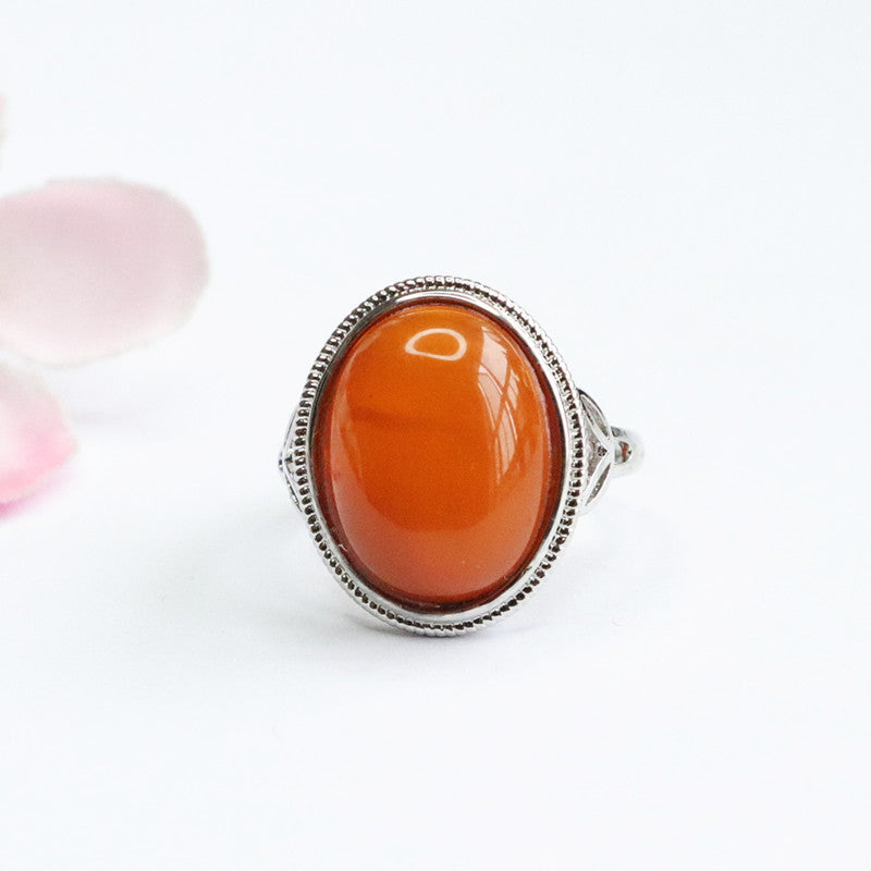Honey Wax and Amber Sterling Silver Ring from the Fortune's Favor Collection