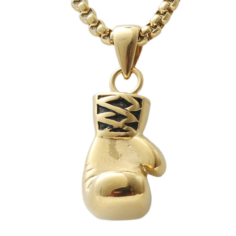 Personalized Titanium Steel Boxing Gloves Pendant Necklace for Men - Trendy Retro Design