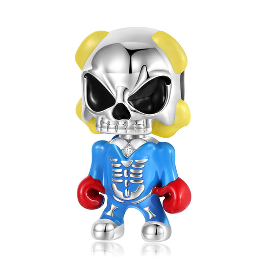 Halloween Colourful Skeleton Boxer Silver Pendant