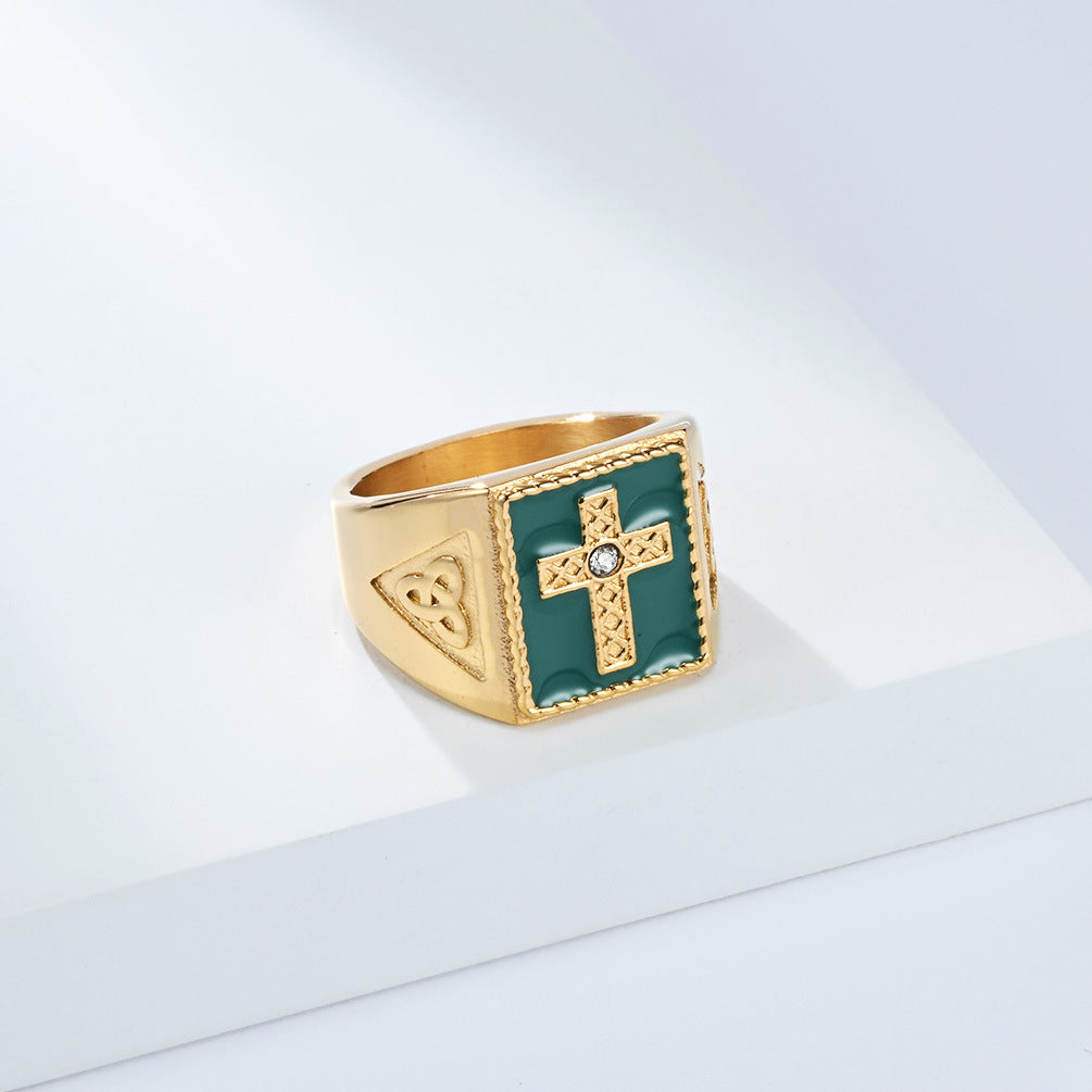 Steel Ring – Vintage Nordic Celtic Knot Cross Ring