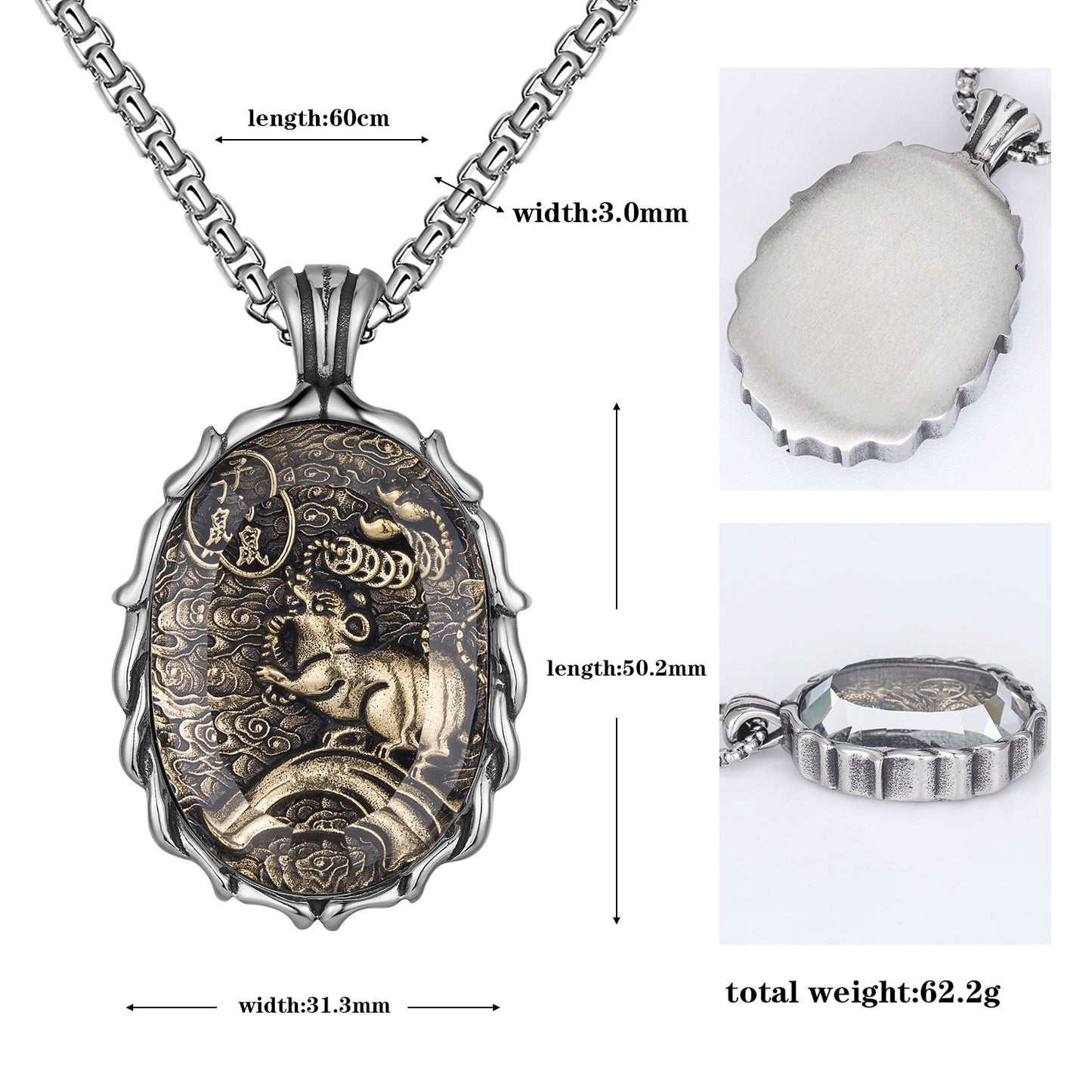 Steel Necklace - Vintage Zodiac Buddha Pendant For Everyday Style Gift For Him Or Her