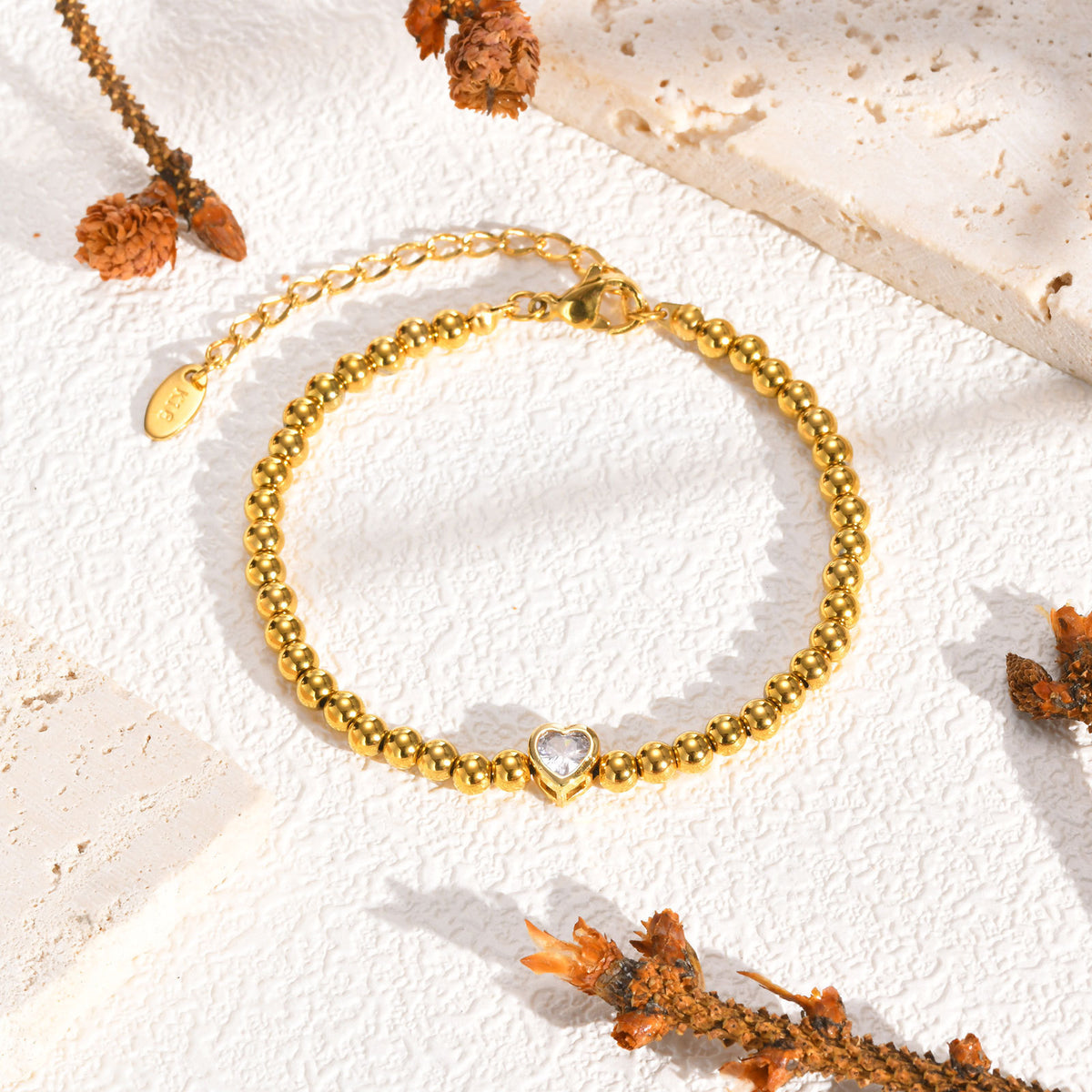 Heart Zircon Copper Bracelet