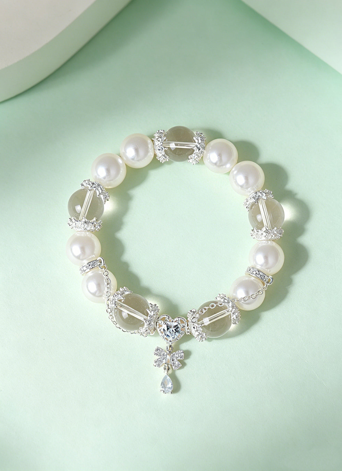 Rose Quartz Crystal Butterfly Heart Bracelet