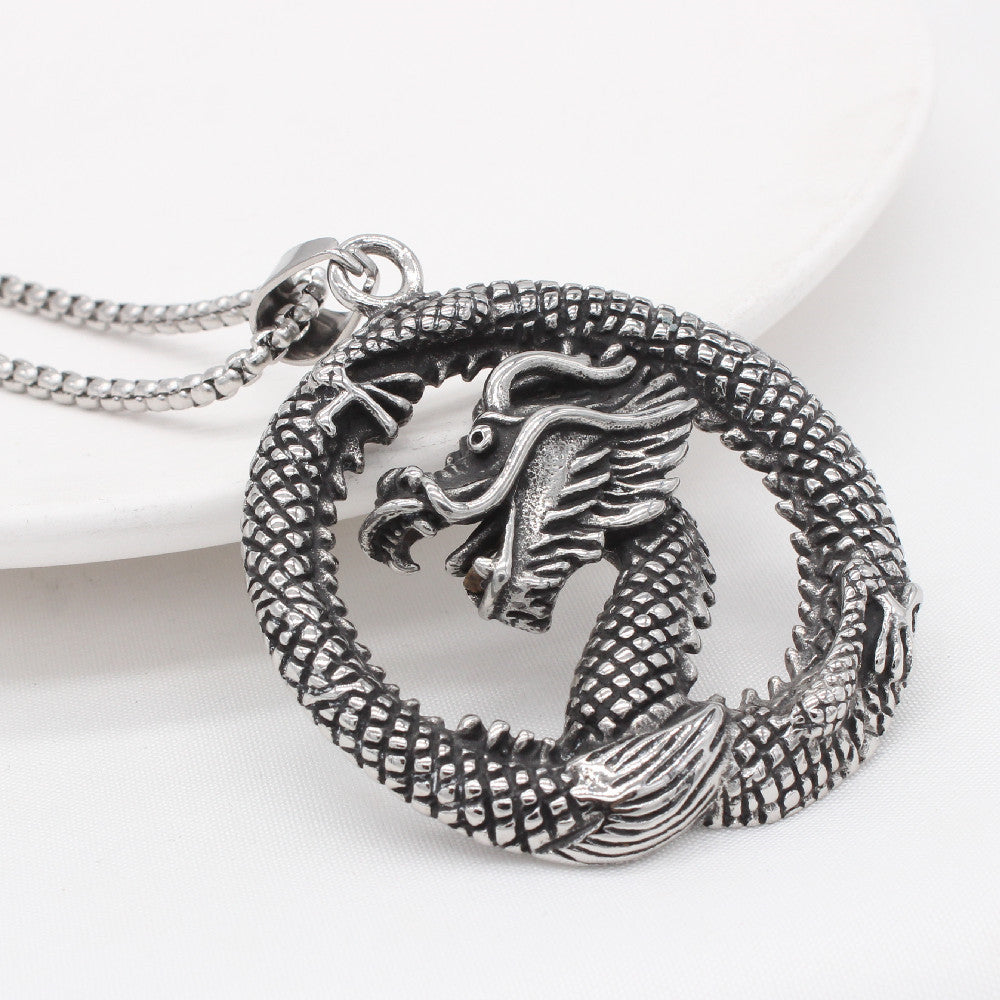 Personalized Retro Chinese Dragon Titanium Steel Pendant for Men - Wholesale European and American Jewelry