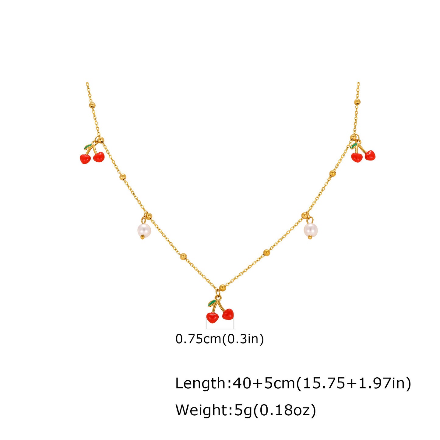 Stainless Steel Nk Chain Zircon Cherry Daily Stacked Street Wear Holiday Gift Necklace