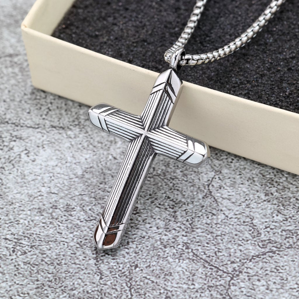 Vintage Cross Stainless Steel Pendant Necklace
