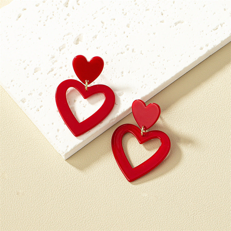Romantic Red Acrylic Love Earrings - Vienna Verve Collection