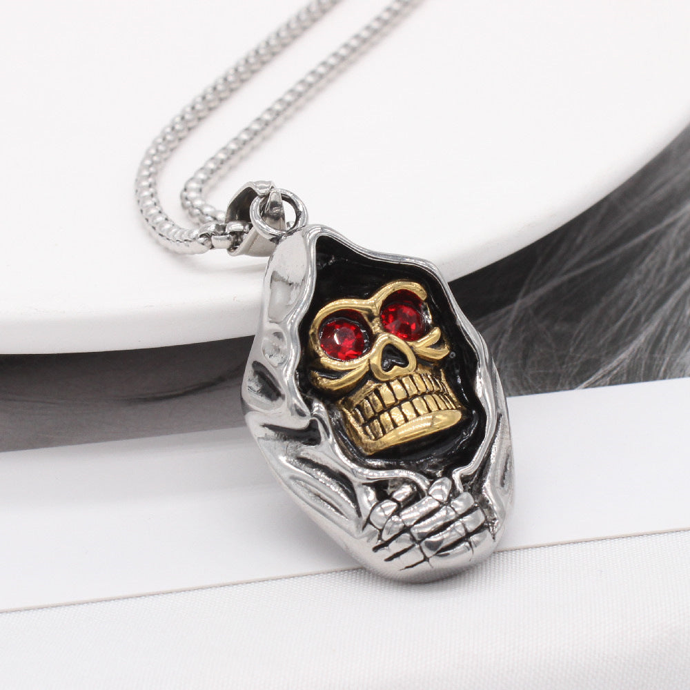 Skull Wizard Titanium Steel Pendant Necklace