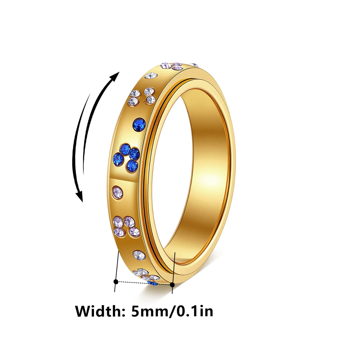 Planderful Rotatable Titanium Zircon Decompression Ring for Women Unisex Everyday Genie Collection