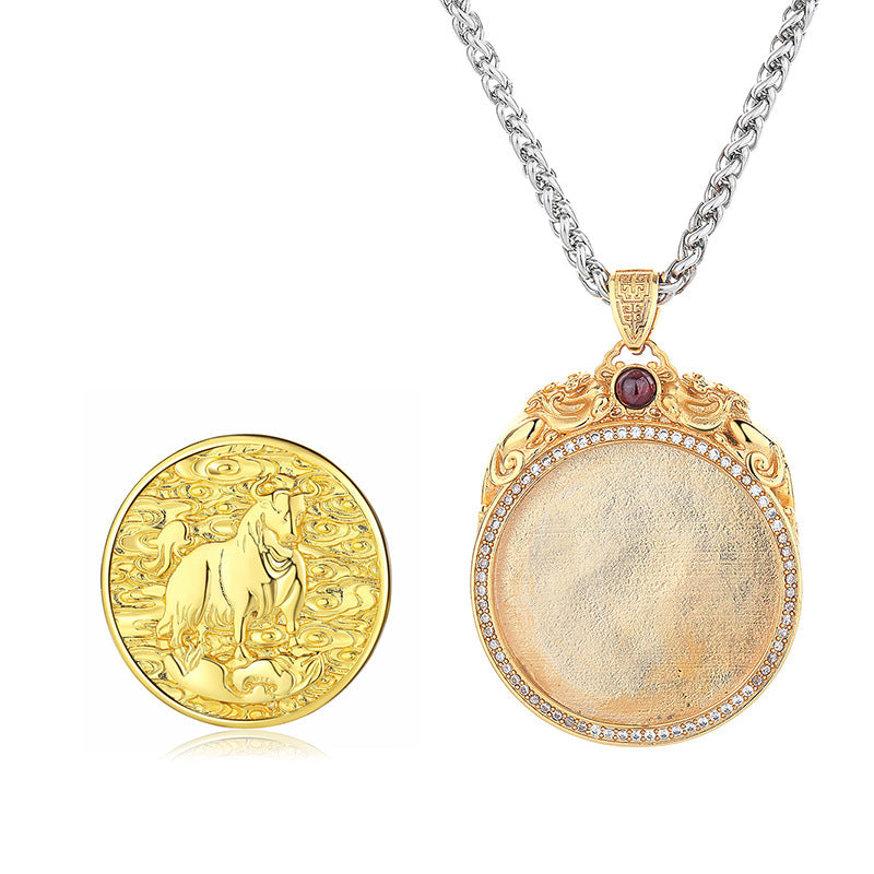 Steel Necklace - Elegant Unisex Buddha Natal Zodiac Pendant Perfect For Men And Women