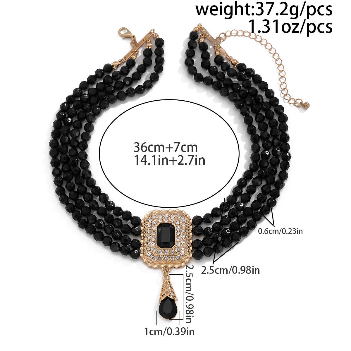 French Crystal Square Layered Choker