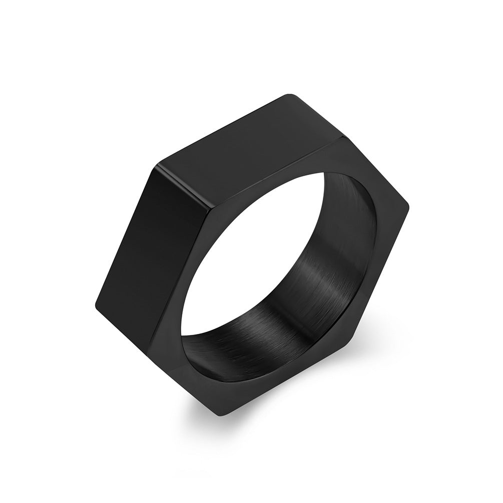 Steel Ring - Minimalist Geometric Hexagonal Design For Everyday Wear, Unisex Style By Planderful