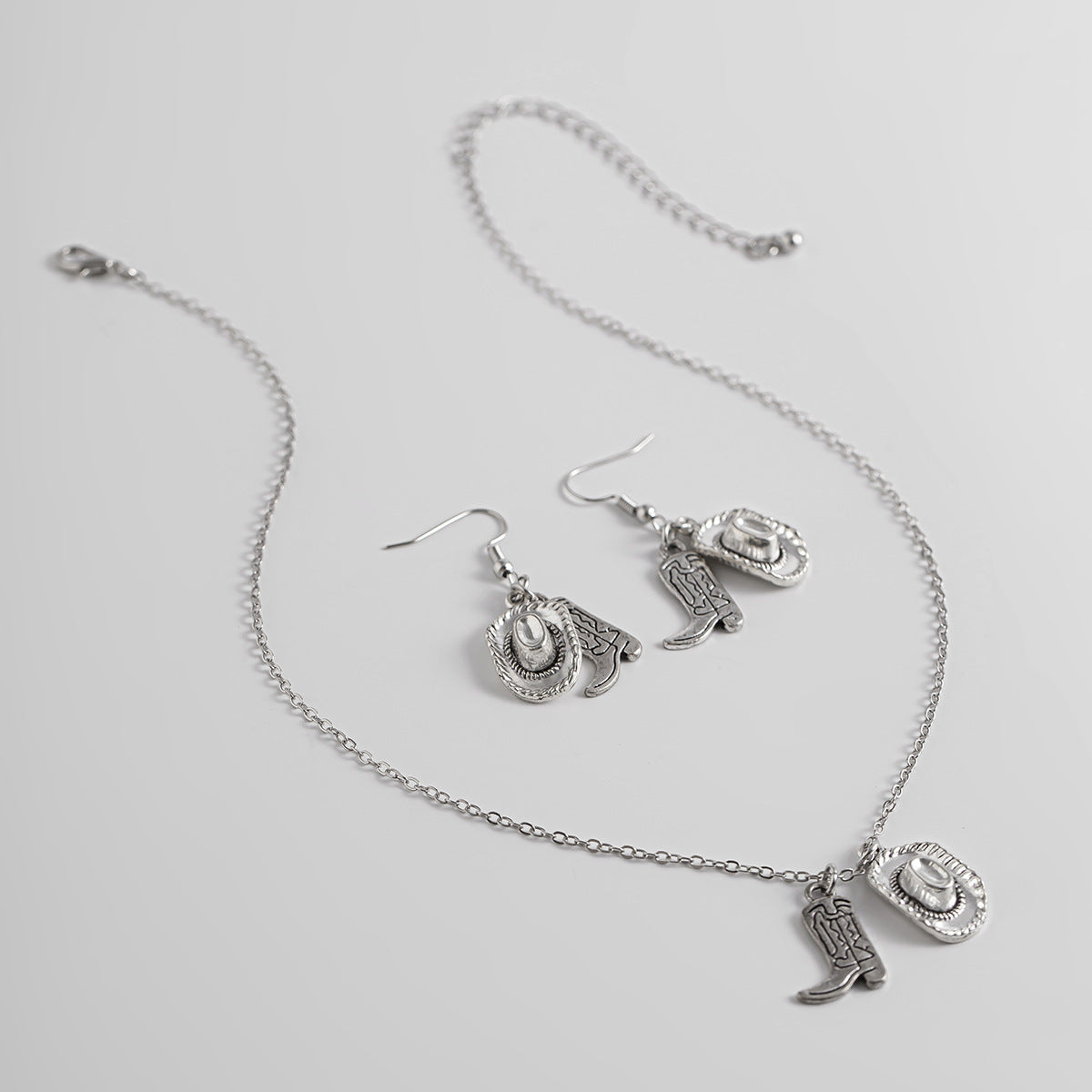 Western Hat & Boots Necklace and Earrings Set