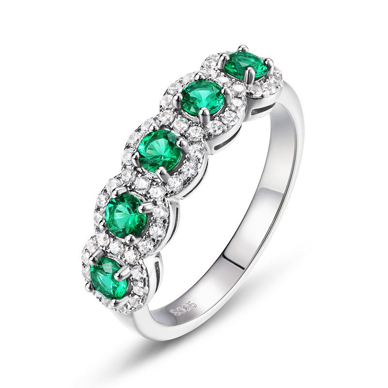 Planderful Jewelry Green Zircon Engagement Ring In Sterling Silver European American Style